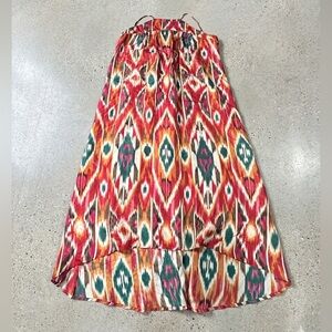 Anthropologie Saturday/Sunday 100% Silk Ikat Print Hi-Low Maxi Dress Size M